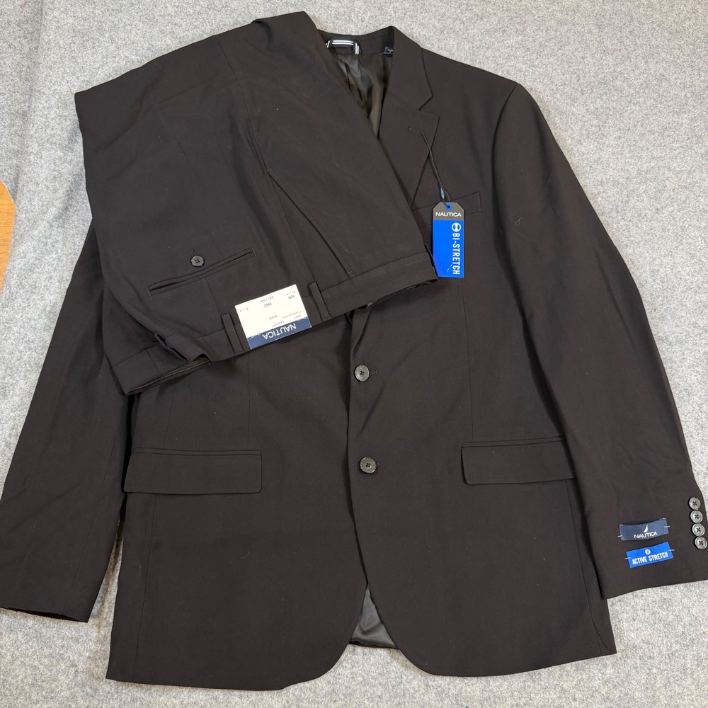 Nautica Mens Modern Fit 2 Piece Suit Black 42L W36 NA000277-GAFF
